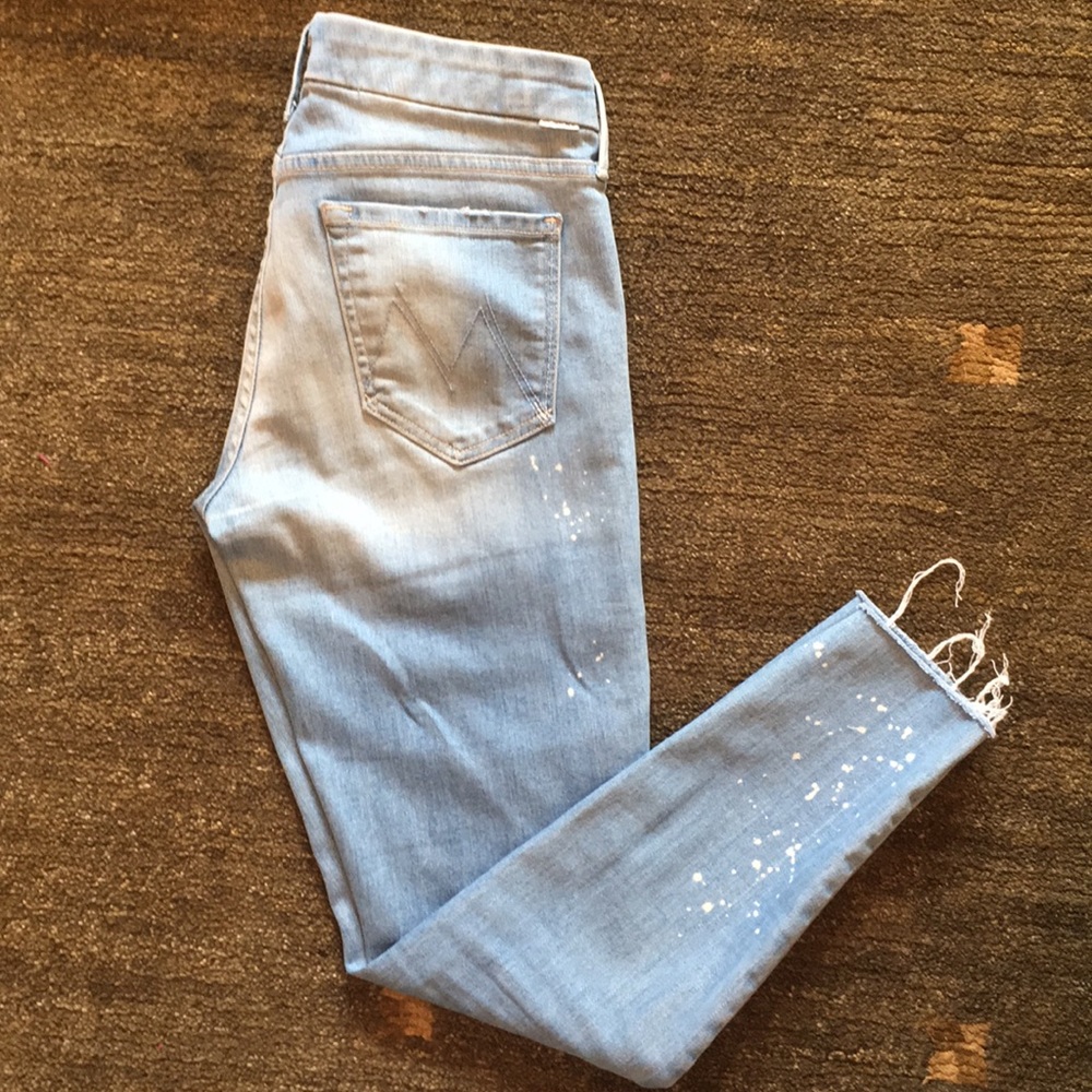 Mother denim distressed cropped jean